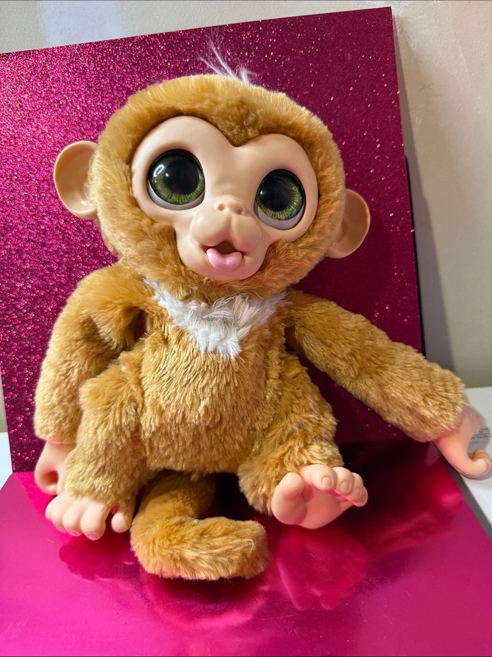 Plush Brown Interactive Monkey Toy with Soft Fur